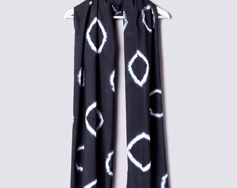 Black Tie Dye Scarf. Winter Scarves. Cotton Scarf. Unique Handmade Scarves. Fashion Scarves.