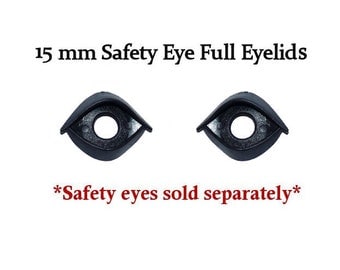 15 mm Black Full Eyelids One Pair for Plush Dolls Toys