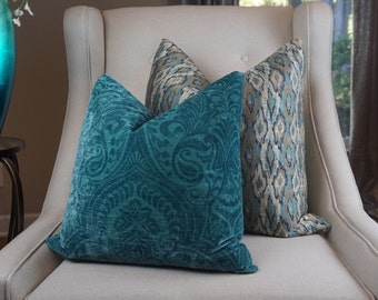 Paisley Teal Pillow Cover, Teal Decorative Pillow, Velvet Cushion Cover, Pillow Decor, Housewares Decor, Homeliving, Decorative Pillow, 0039
