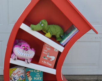 4 ft. Cat In The Hat Bookcase / Dr Seuss Bookshelf / Whimsical Bookcase / Alice in Wonderland Furniture / Dr Seuss Bookcase