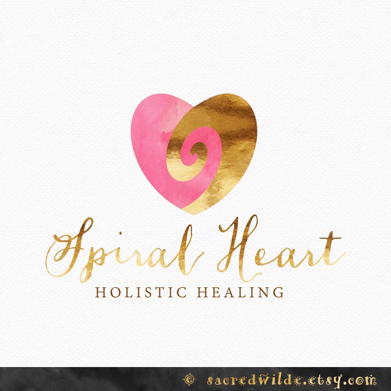 Spiral Heart Logo Design Spiral Logo Pink and Gold