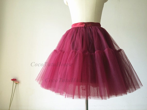 Red Wine /Burgundy Women Tulle Skirt Petticoat Underskirt for