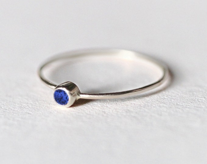 Sapphire Gold Ring Natural Stone May Birthstone Simple Wedding Minimalist Dainty Engagement Gemstone Jewelry Stacking Yellow Solid Gold Ring