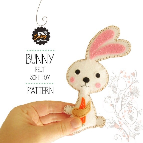 Felt Bunny sewing pattern PDF by MoxSEWINGpatterns on Etsy