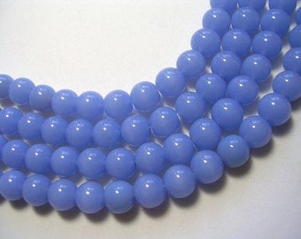 8mm Blue Beads Periwinkle Rounds Opaque Cornflower Periwinkle blue beads 8mm 40 glass Beads 12 inch strand Blue Jewelry