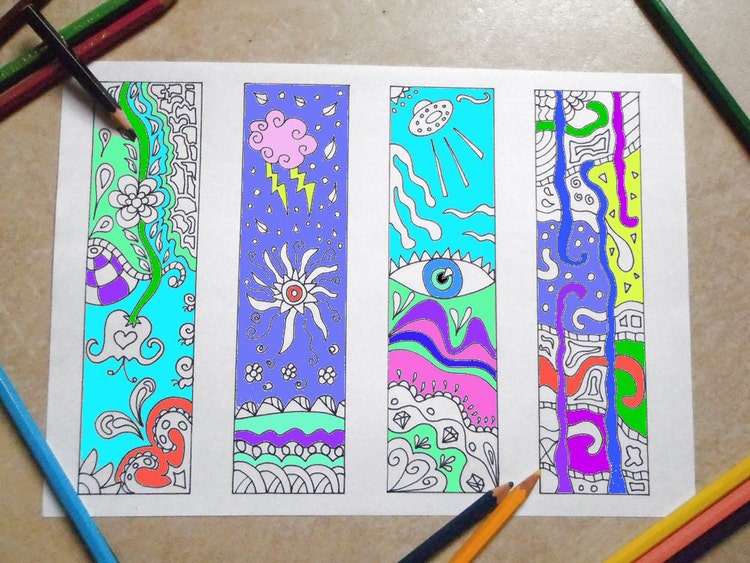 coloring bookmark adult kids gift teacher by LaSoffittaDiSte