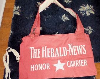 Vintage 1951 Canvas Newspaper Delivery Bag THE HERALD NEWS New Jersey