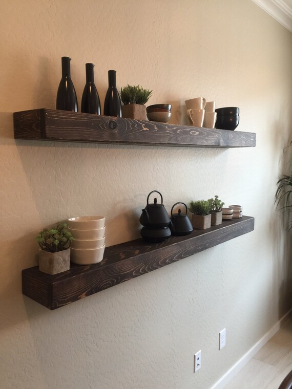 Set of 2 Large Rustic Style Floating Shelves by GnHWoodCrafters