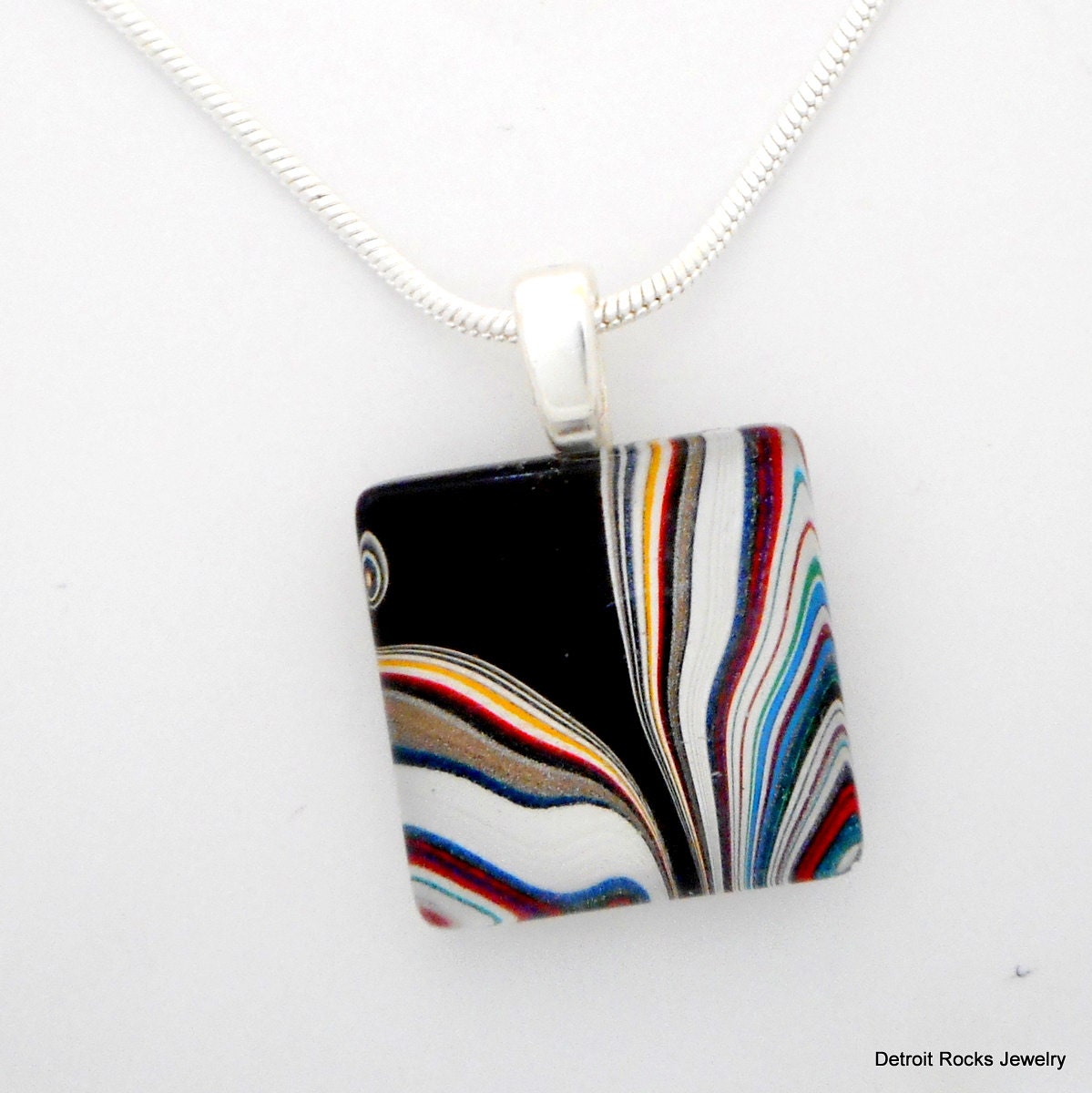 Fordite Necklace. Fordite Jewelry. Motor City Agate.