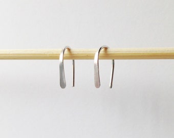 Pair Small Sterling Silver Open Hoop Earrings, 1/2" Lightweight Modern Minimalist Design, Simple Wire Hoops, Silver Arc, Tiny Silver Earring