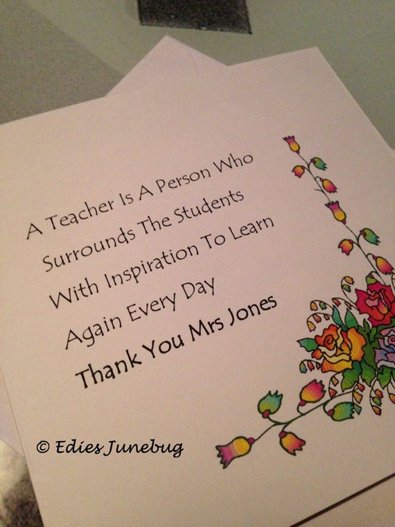 Teacher Card Teachers Quotes End Of School Card by EdiesJunebug