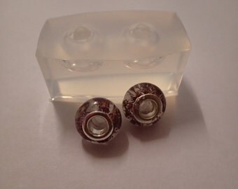 Small european bead double clear silicone mould for resin jewellery 14 mm, h 7 mm