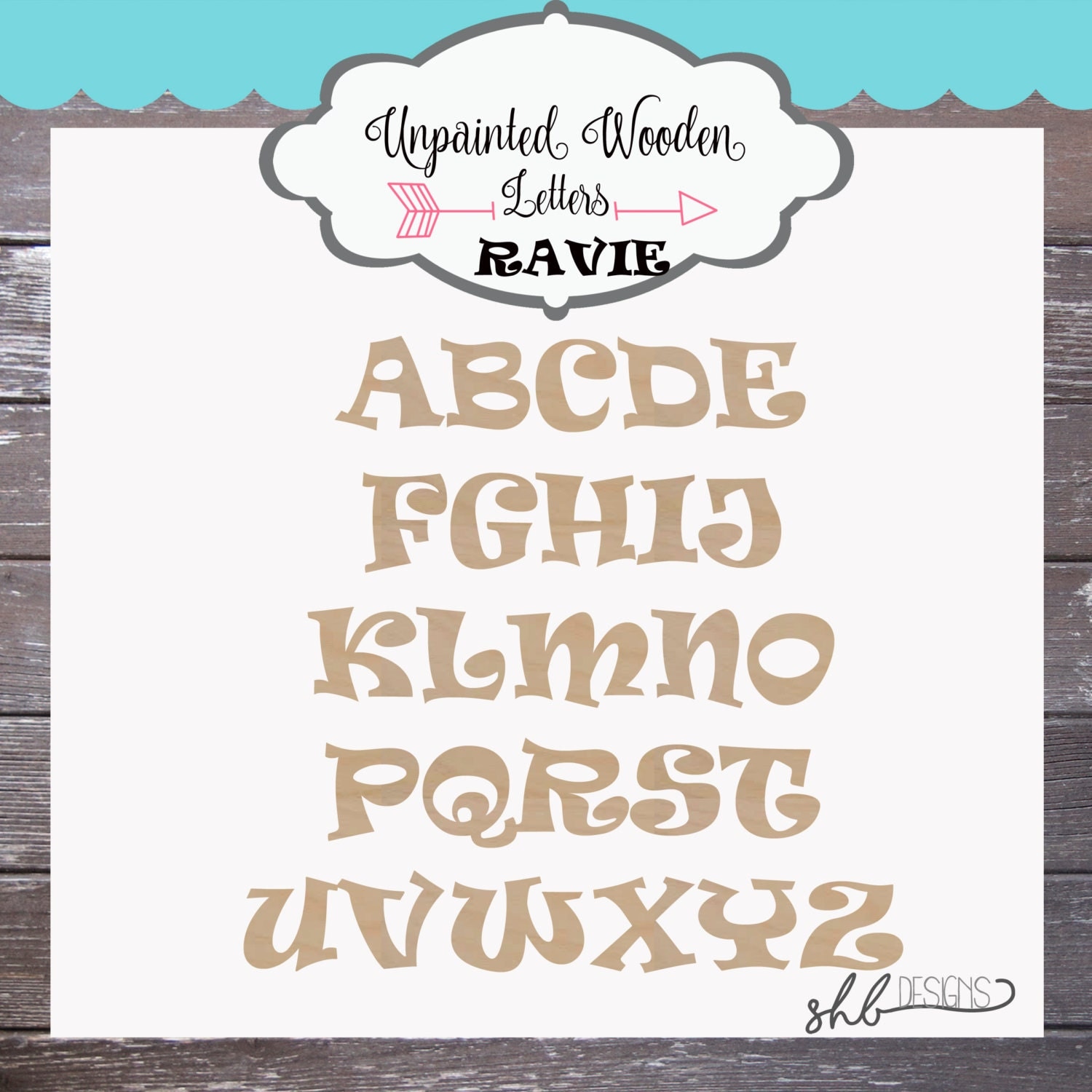 Unpainted Wooden Letters Ravie Font Nursery by shedhuntingbabez