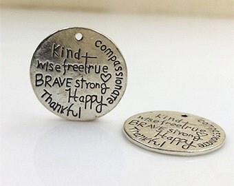 6PCS Antique Silver Inspiration Charm Pendant, DIY Jewelry Supply Wholesale, Tibetan Silver Tone --- 23mm, CM206-F1473