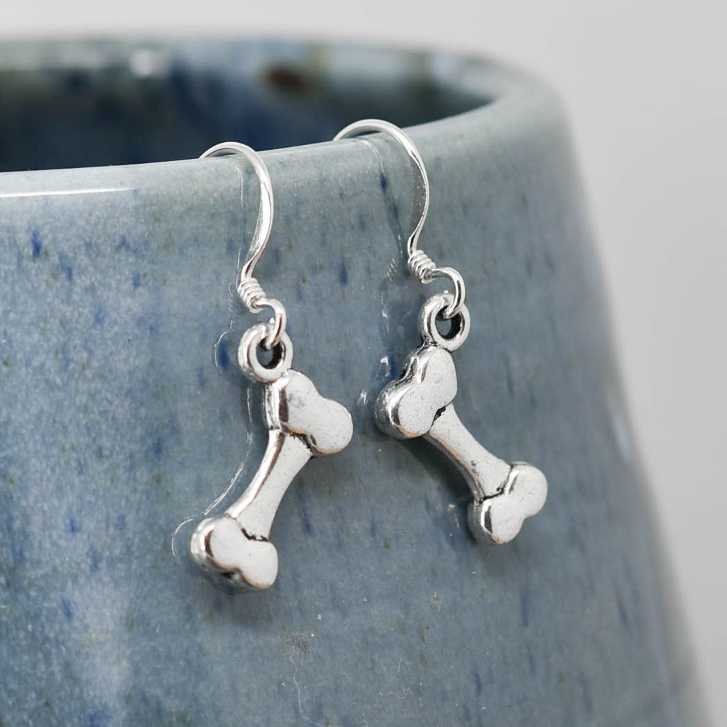 Dog Bone Earrings Silver Earring Dog Jewelry Charm