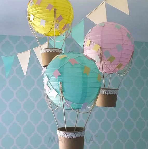 Whimsical Hot Air Balloon Decoration DIY kit YELLOW MINT