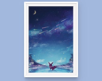 Pokemon Eevee Poster, Eeveelutions, Pokemon XY, Pokemon First Gen, Normal Pokemon, Starter Pokemon, Eevee Flower Crown