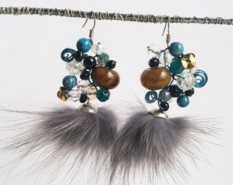 mink earrings pom fur pom Etsy Fur earrings mink earrings pom fur pom Etsy Fur earrings