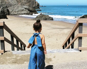 Palazzo Denim Jumpsuit for Toddler/Kids by King and Lola, denim romper, baby denim, toddler, denim 2016-fashion-kids-girls-jumpsuit-overalls