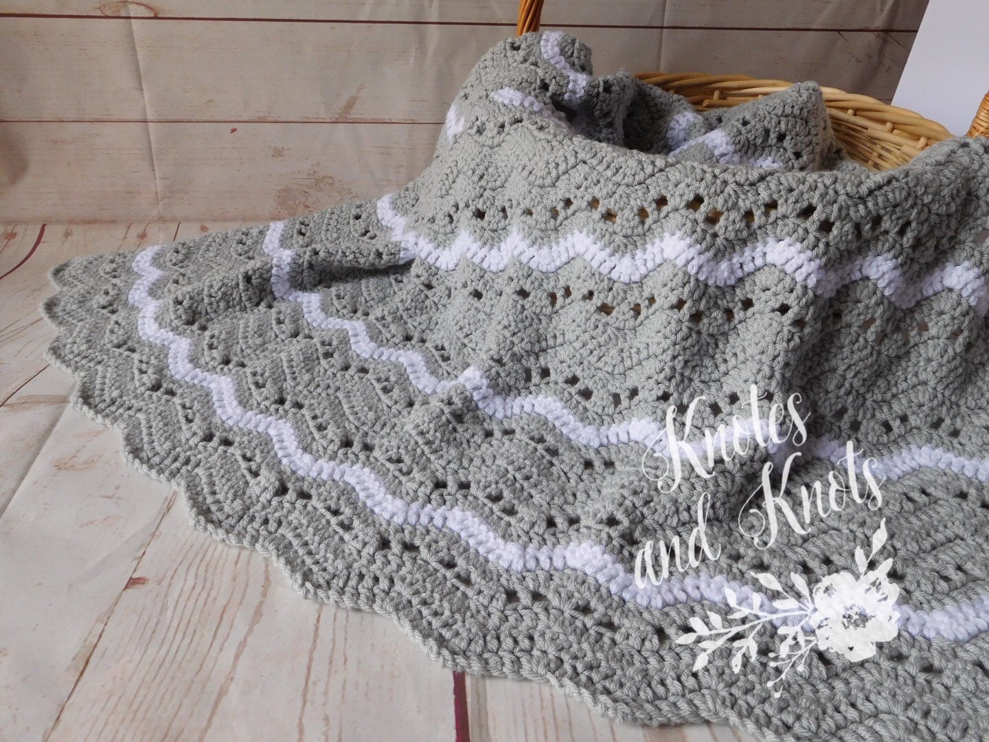 Baby crochet blanket gray and white baby blanket gender