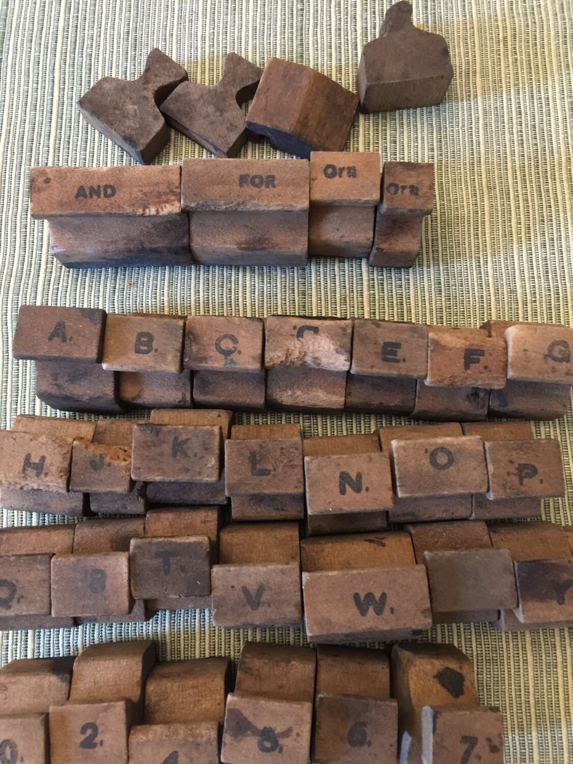 Vintage Wood Mounted Rubber Stamps 30 Pieces Letters and