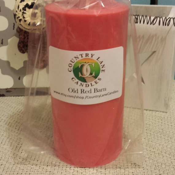 Old Red Barn Scented Soy Pillar Candle by CountryLaneCandles