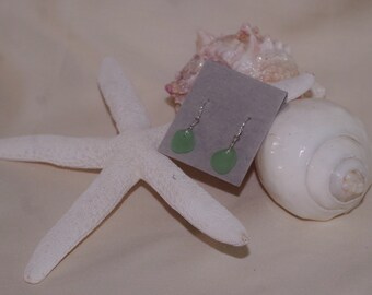 Sterling Silver wire wrapped aqua green sea glass earrings