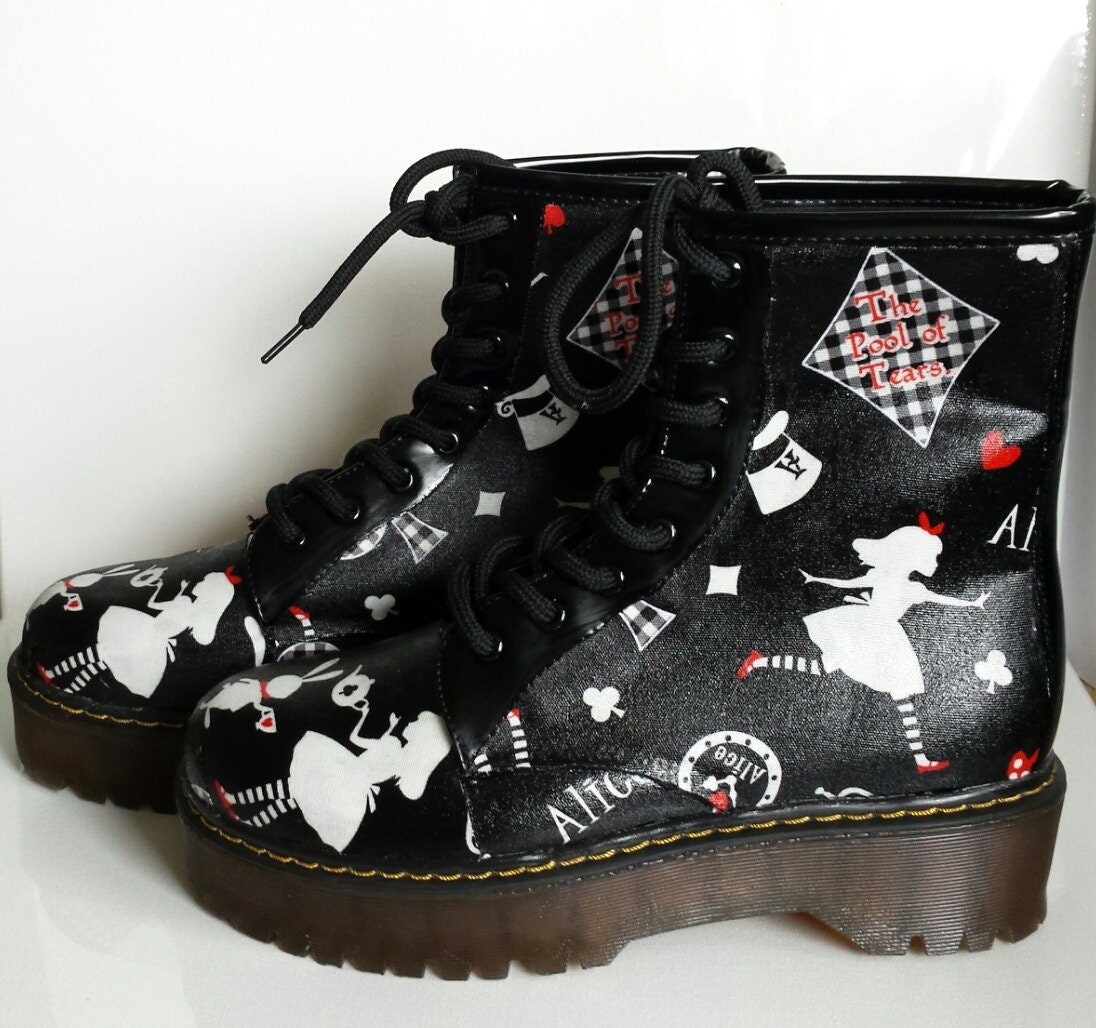 Alice in Wonderland shoes Alice boots Custom boots by RockYourSole