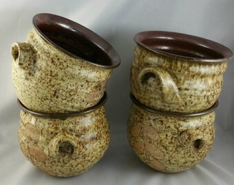 Vintage Pottery Onion Soup Bowls, Chili Bowls, Hand Made Pottery Soup Bowls