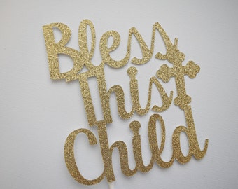Christening Cake Topper, Baptism Cake Topper, God Bless Cake Topper, First Holy Communion Cake Topper, Baptism Decor