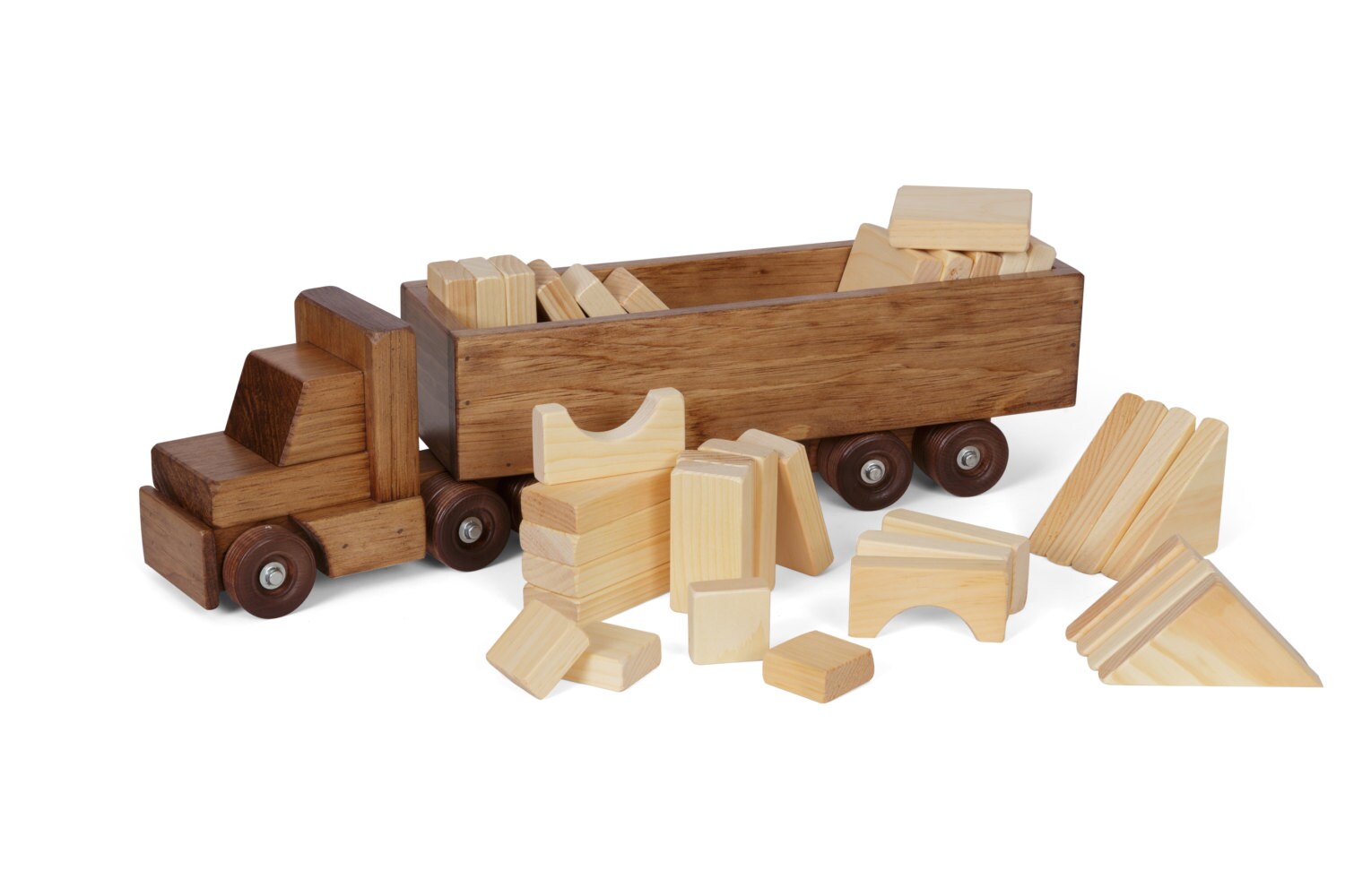 Retro toys children s wooden toy block tractor and Retro toys children s wooden toy block tractor and