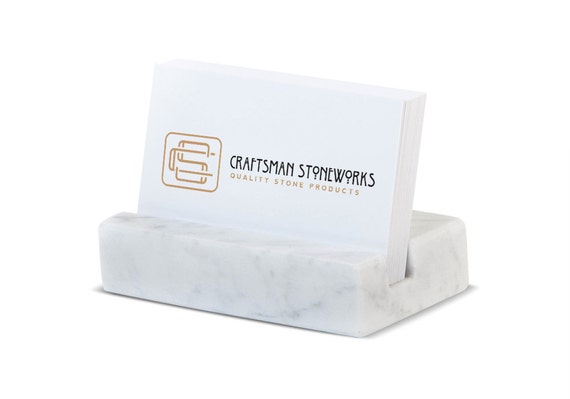 Business Card Holder White Carrara Marble Fice Desk