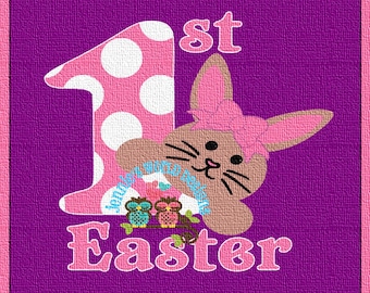 Bunny 1ST - Easter - Bunny Faces BOW SVG Cut File