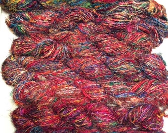 10 Hanks of Recycled Sari Yarn - lot #7