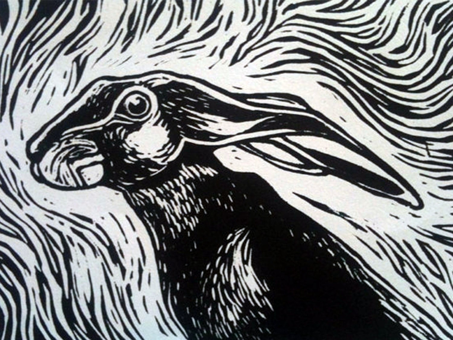 Linocut Wild Hare
