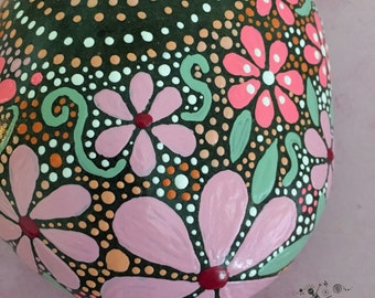 Rock Art, Hand Painted Rock, Painted Stone, Stone Art, Mandala Design, Floral Art, Natural Home Decor, Gift, pink persuasion collection #25