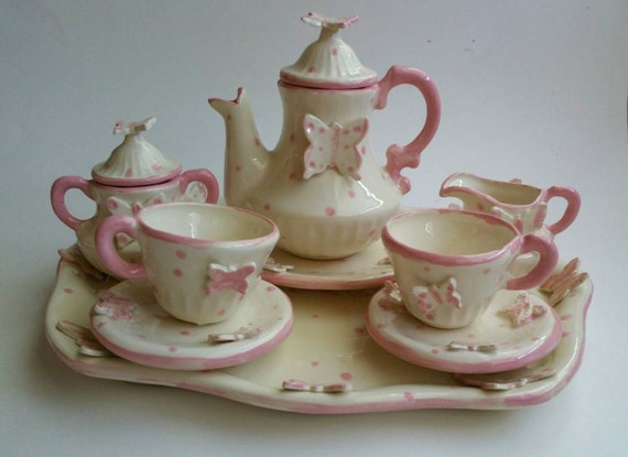 Child Sized Butterfly Tea Set In Pink Amelia Child by ...