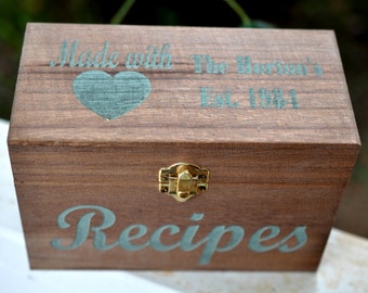 Personalized Recipe Box, Recipe Box, Wedding Gift, Daughter in Law Gift, Son in Law Gift, Recipe Card Box, Bride Gift, Painted Recipe Box