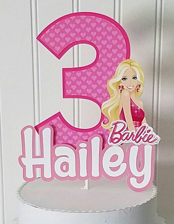 Barbie Cake Topper Birthday barbie cake Topper by PaperedAffair