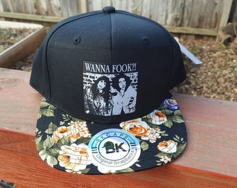 Broad City Wanna Fook?! Black Floral Snapback