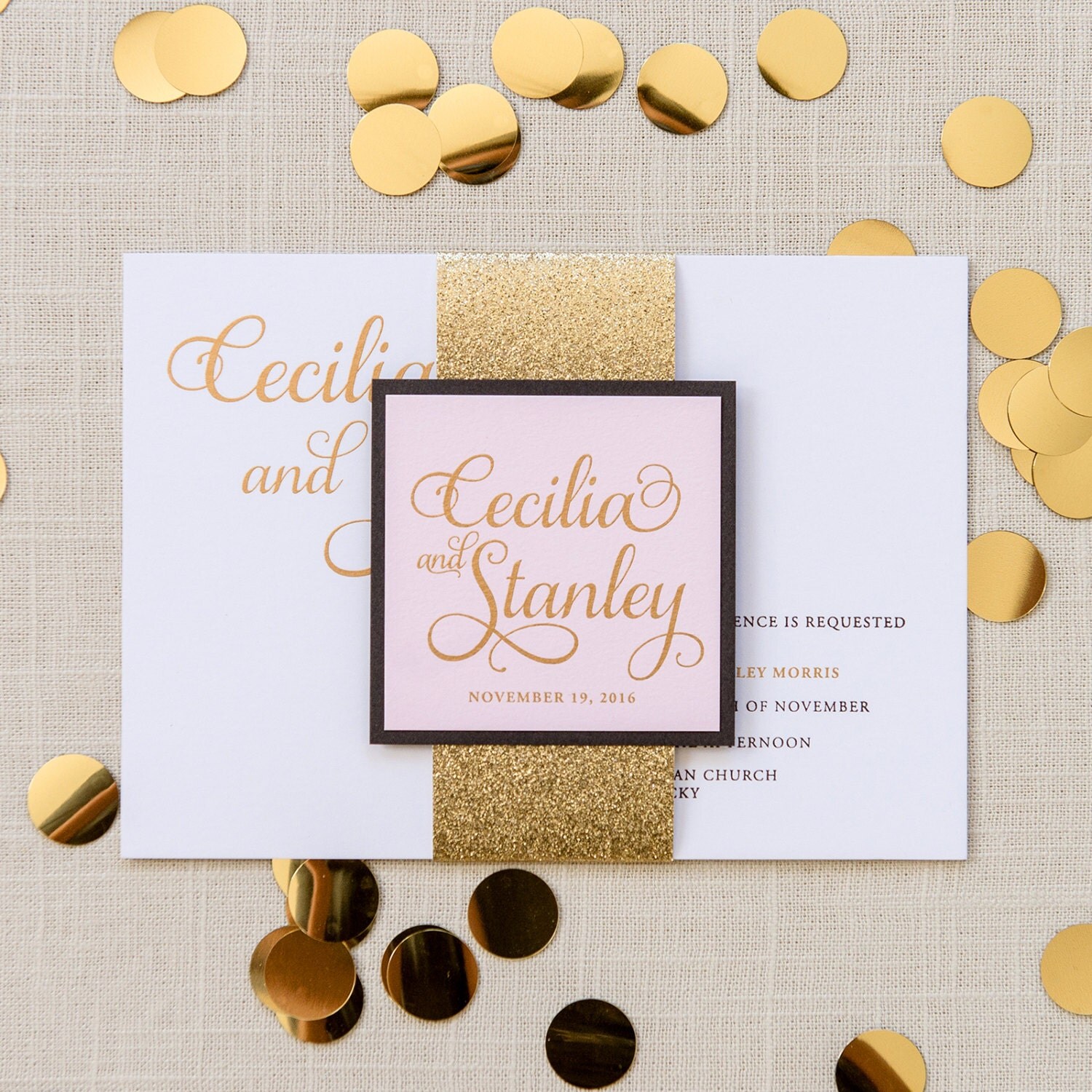 Glitter Wedding Invitations Glitter Liner by EngagingPapers