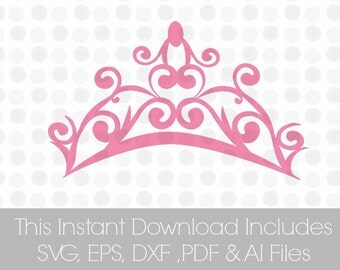 Crown SVG, Princess Crown svg, SVG, Pdf, dxf, eps, Ai, Pink, Vinyl cutting file, Silhouette Cameo & Cricut, Svg cutting files