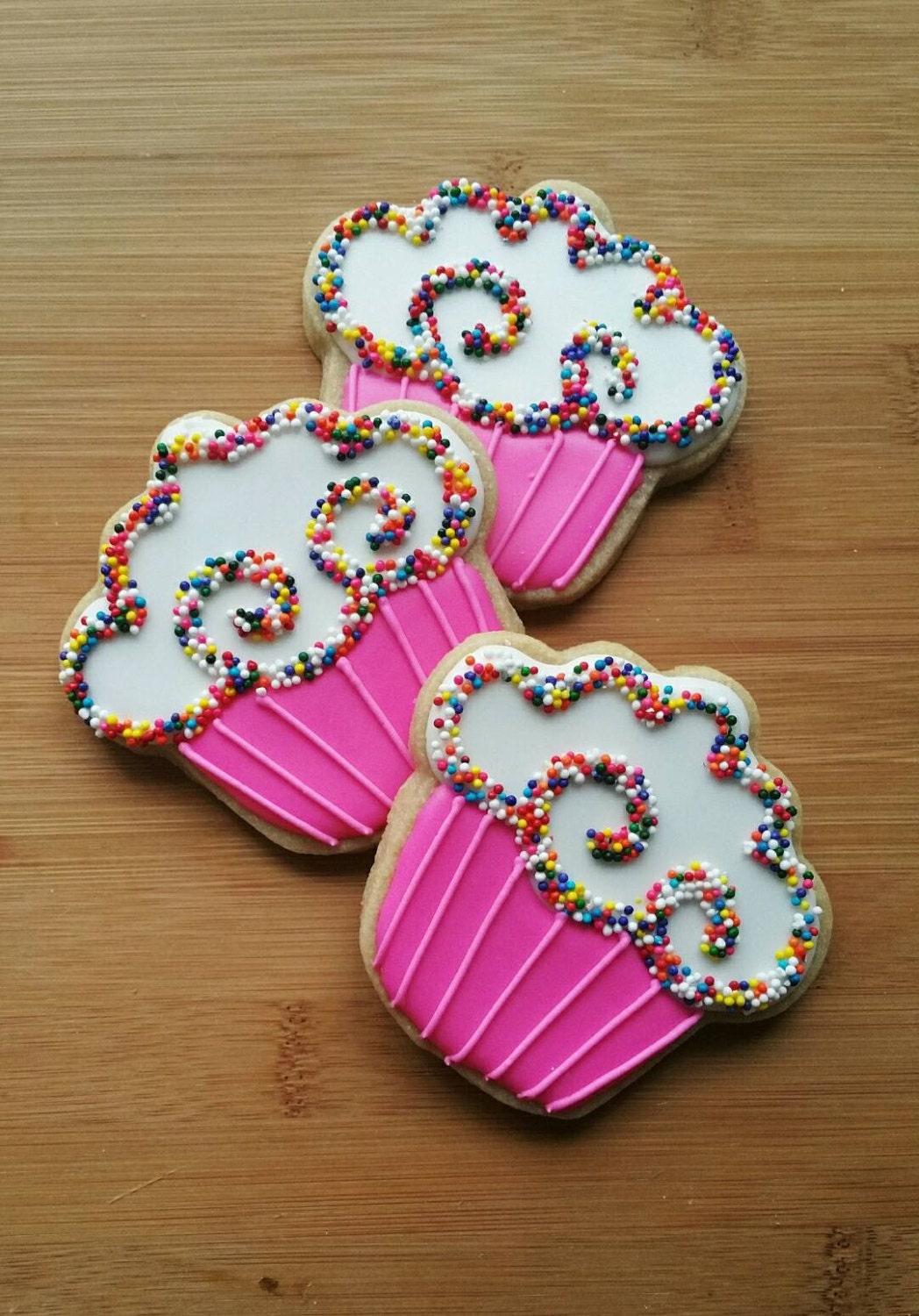Decorated Iced Sugar Cookies birthday cupcakes Party Favors
