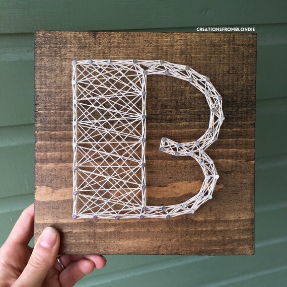 Items similar to Initial String Art Sign in Boxy Font, MADE TO ORDER on