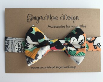 Mickey Mouse Bow Tie; Vintage Comic Mickey Mouse Bow Tie; Disney Bow Tie; Baby Bow Tie; Toddler Bow Tie; Boy Bow Tie; Adjustable Bow Tie