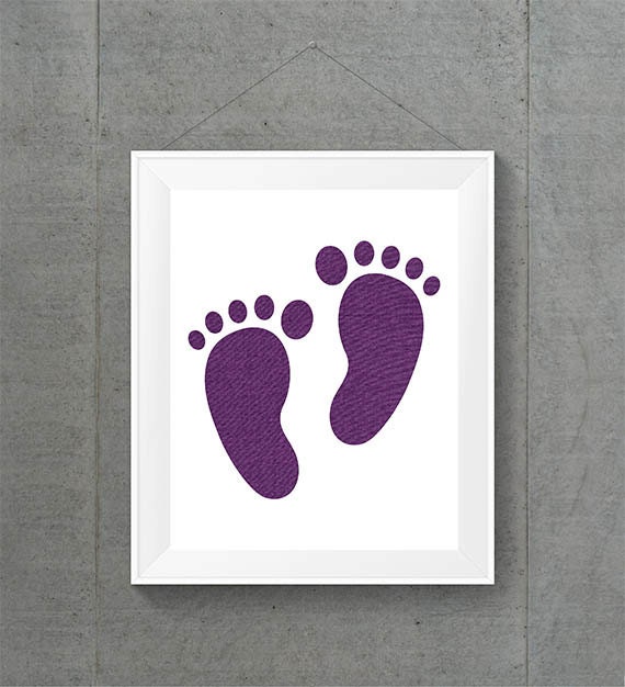 Deep Purple Baby Footprint Purple Nursery Art by MyntPrintables