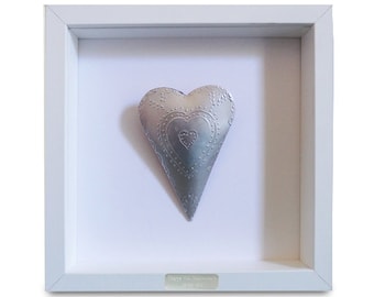 Framed Personalised Tin Heart - 10th Wedding Anniversary Gift