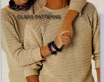 crew neck sweater crochet patternfor men or women vintage