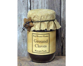 Primitive Candle, Country Candle, Rustic Candle, Ground Cloves Scented Jar Candle