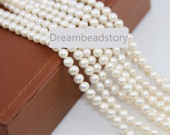 6-7mm Nearly Round White Pearls Supplies, Egg Round Shape Loose Pearl Beads for Wedding Jewelry DIY Making (XMZ8)